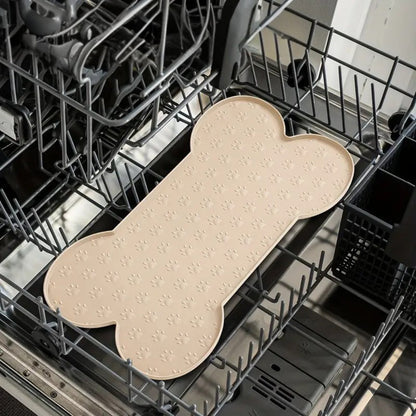 Dog Feeding Mat Bone-Shaped Non-Slip Waterproof Silicone