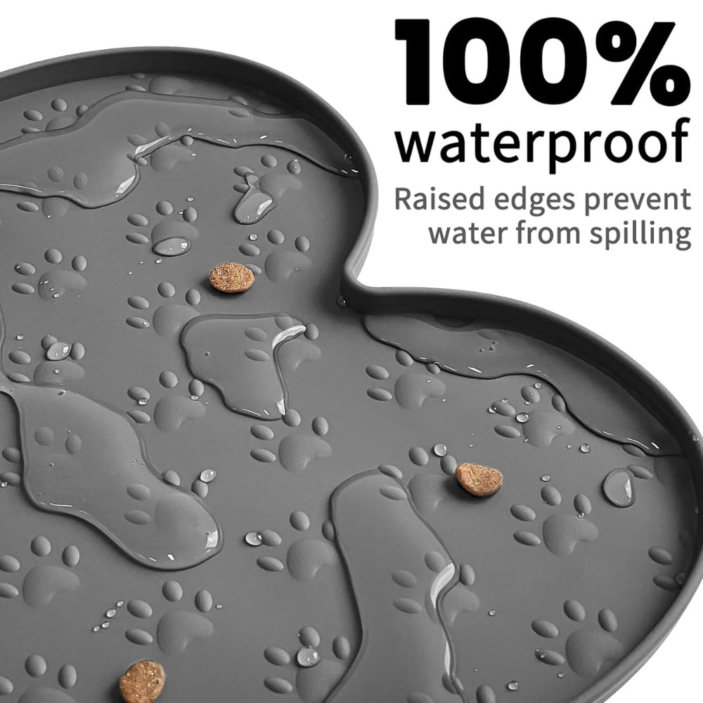Dog Feeding Mat Bone-Shaped Non-Slip Waterproof Silicone