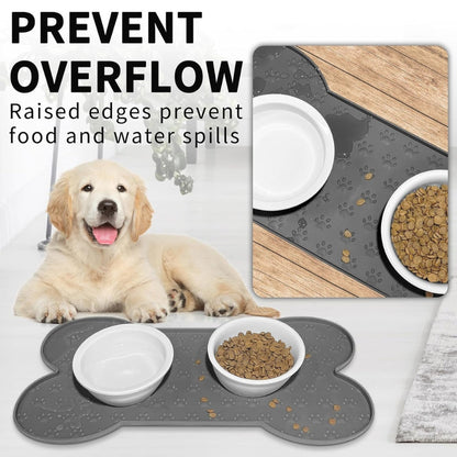 Dog Feeding Mat Bone-Shaped Non-Slip Waterproof Silicone