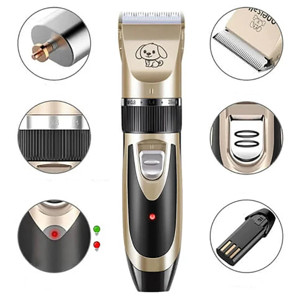 Dog Grooming Trimmer Cordless Quiet Motor Four Guide Combs