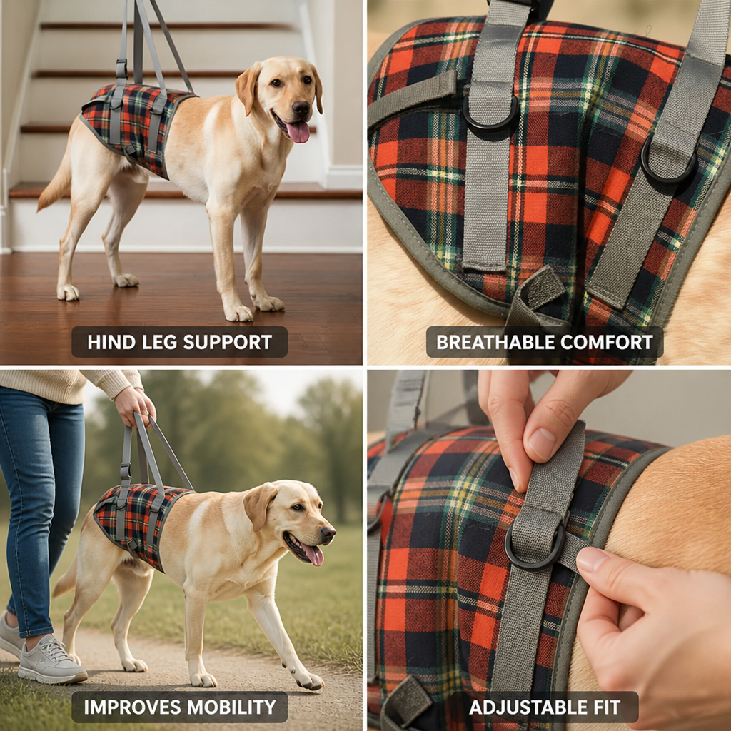 Dog Harness Orthopedic Hind-Leg Support Breathable Adjustable Straps