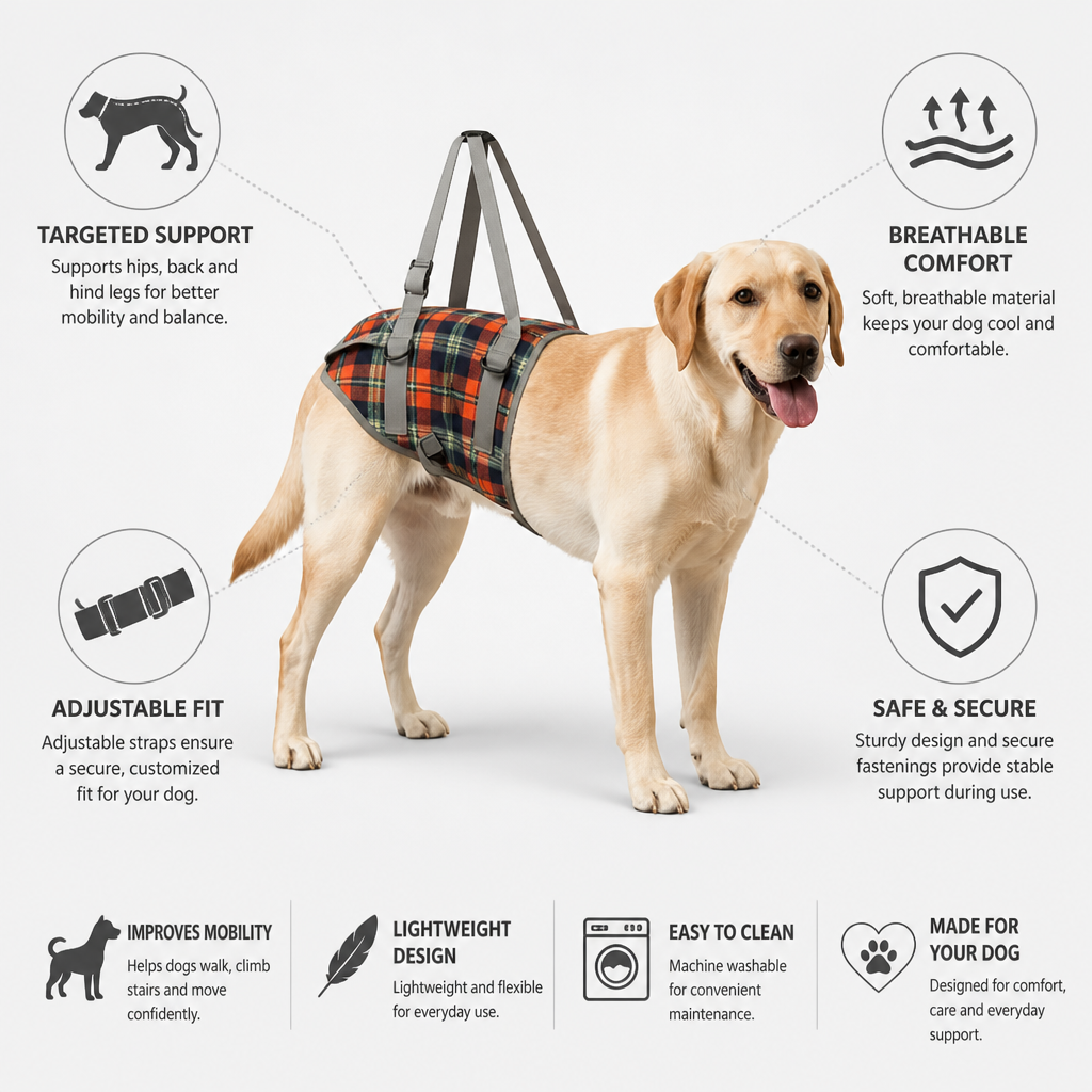Dog Harness Orthopedic Hind-Leg Support Breathable Adjustable Straps