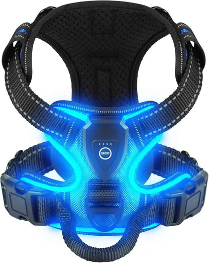 Dog Harness Rechargeable LED Lights Adjustable Padded Fit
