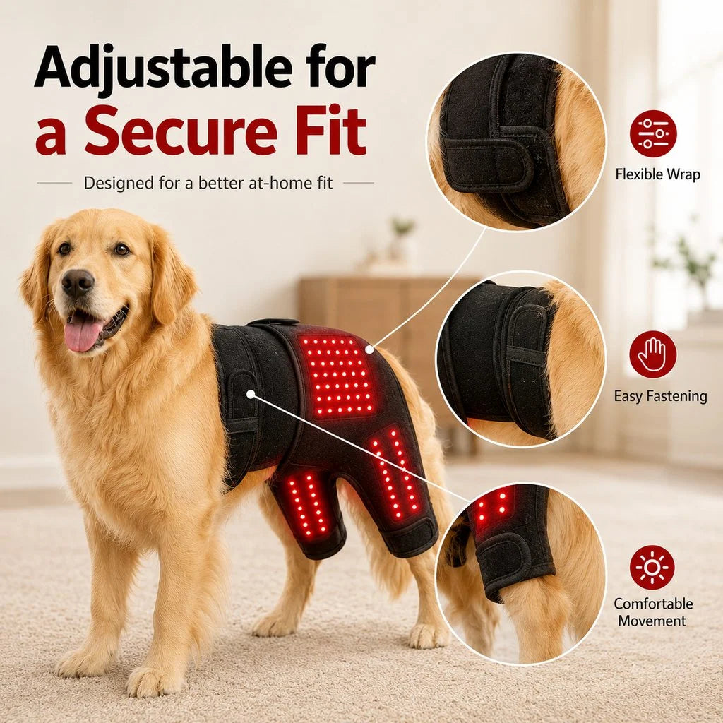 Dog Red Light Therapy Wrap Hands-Free Adjustable 660nm & 850nm Near-Infrared Lights