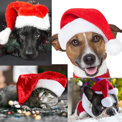Dog Santa Hat Soft Plush Adjustable Fit