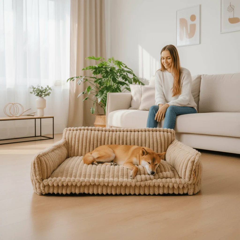 Dog Sofa Bed Orthopedic Memory Foam Raised Edge Washable Cover