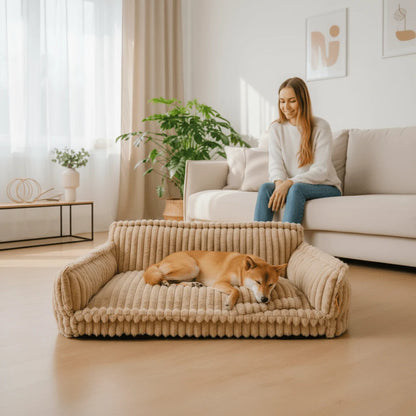 Dog Sofa Bed Orthopedic Memory Foam Raised Edge Washable Cover