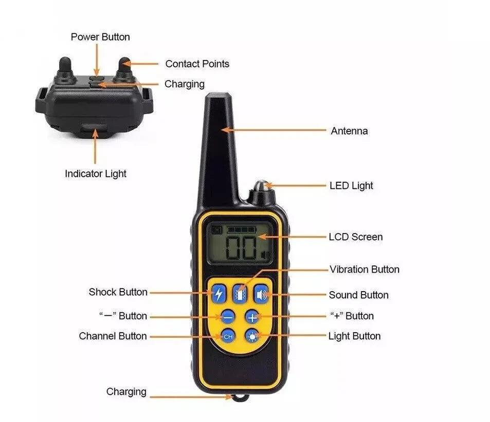 Dog Training Collar Remote-Controlled Waterproof 2,600 Ft Range