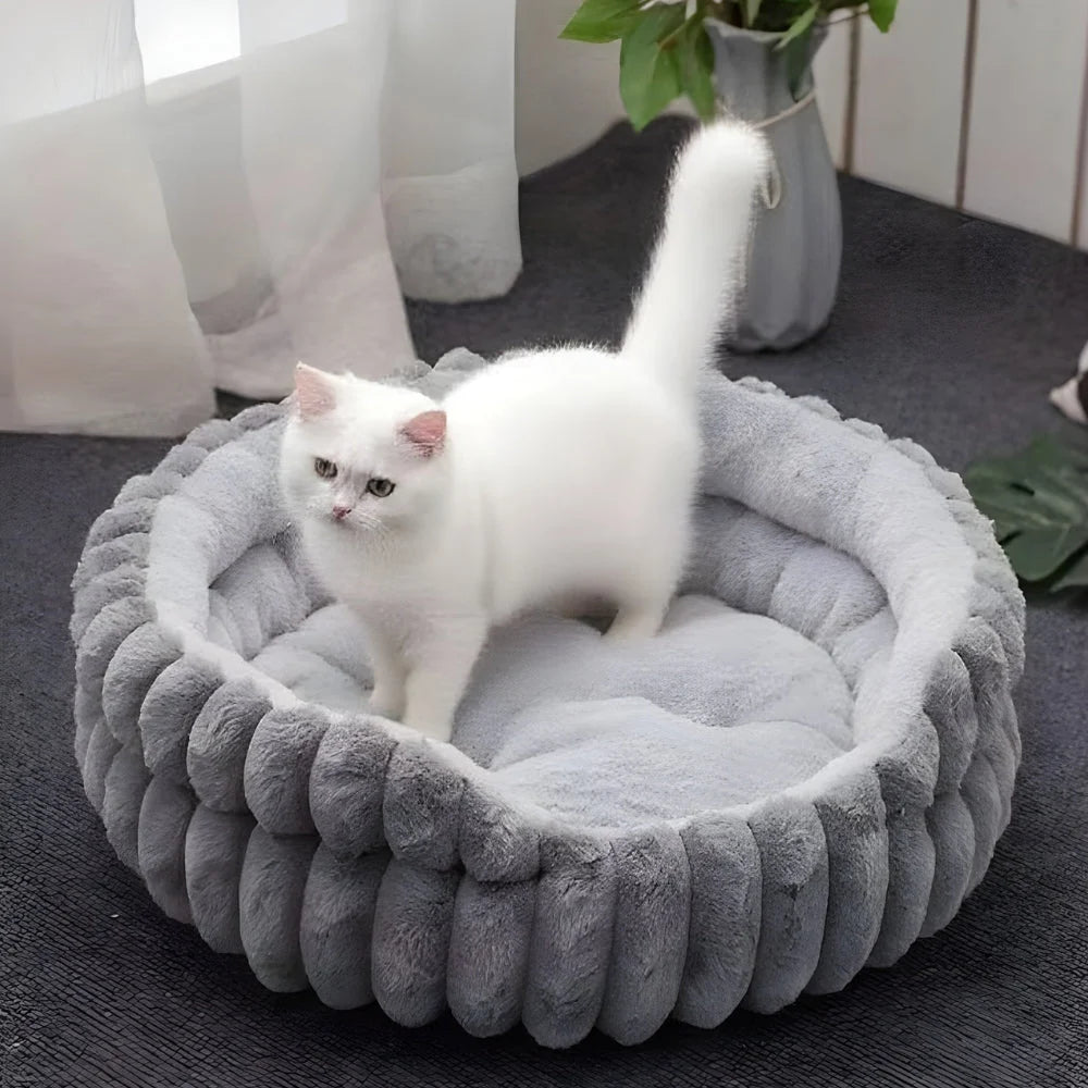 Donut Pet Bed Plush Raised Sides Removable Washable Mat