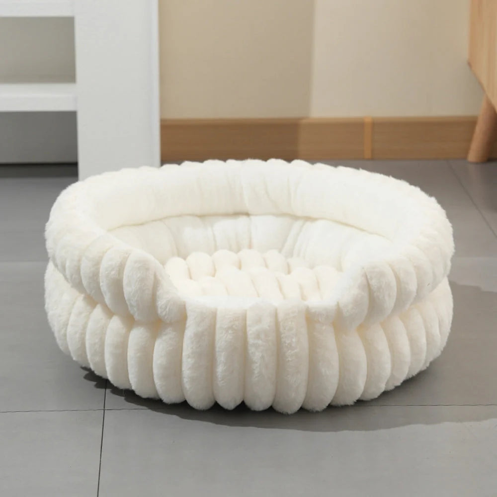 Donut Pet Bed Plush Raised Sides Removable Washable Mat