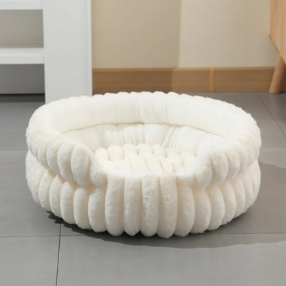 Donut Pet Bed Plush Raised Sides Removable Washable Mat