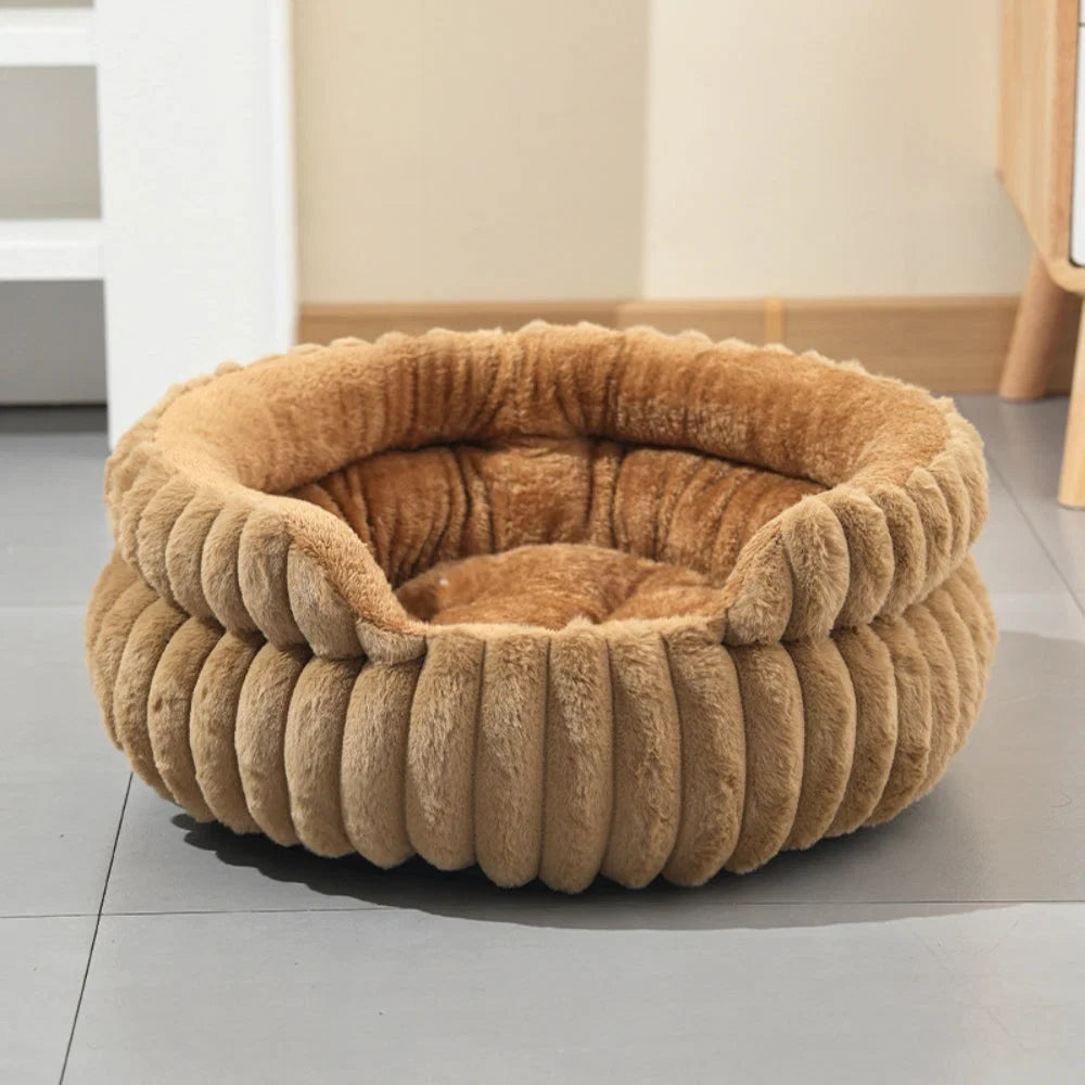 Donut Pet Bed Plush Raised Sides Removable Washable Mat