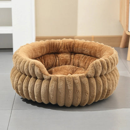 Donut Pet Bed Plush Raised Sides Removable Washable Mat