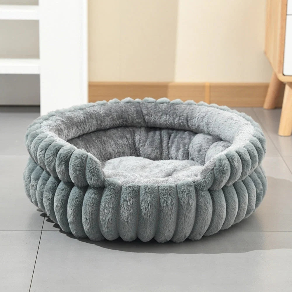 Donut Pet Bed Plush Raised Sides Removable Washable Mat