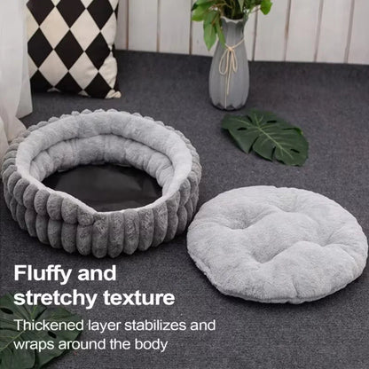 Donut Pet Bed Plush Raised Sides Removable Washable Mat