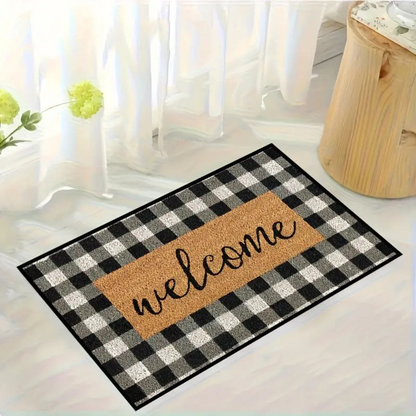 Door Mat Buffalo Plaid Coconut Coir & Non-Slip Backing