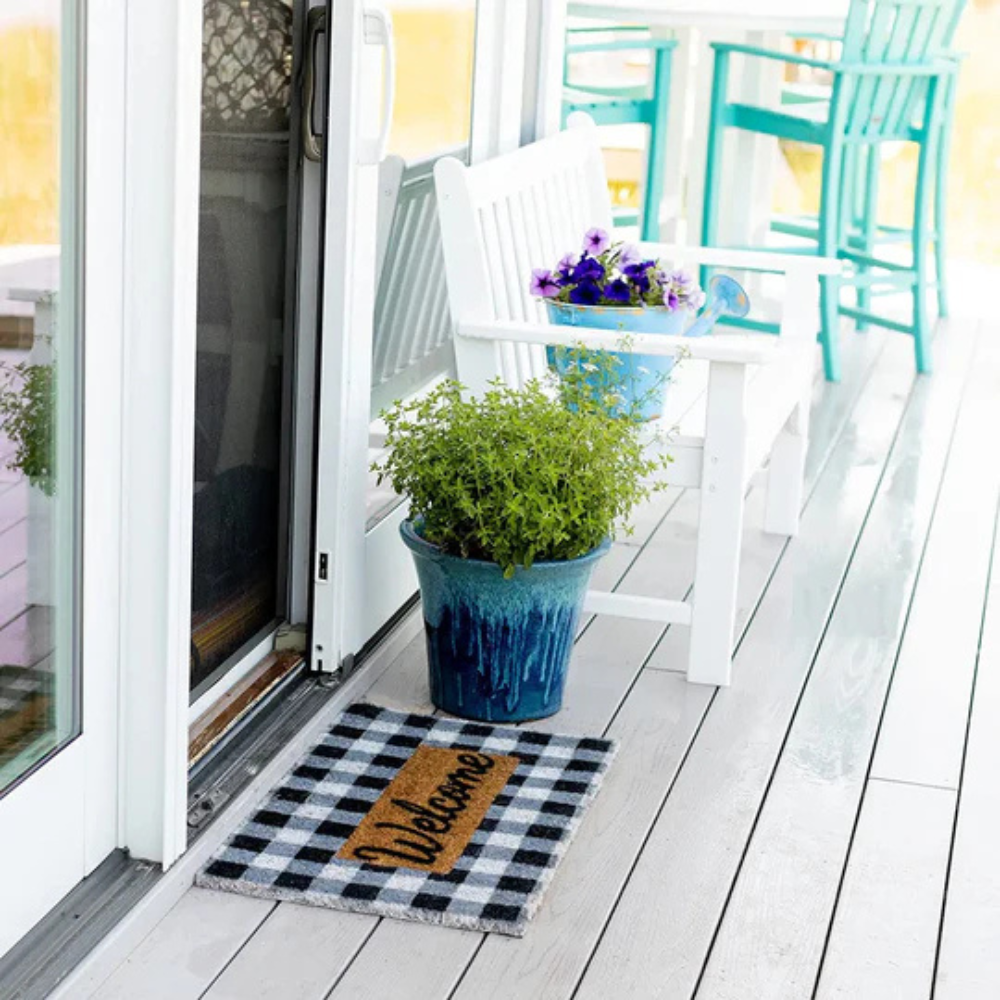 Door Mat Buffalo Plaid Coconut Coir & Non-Slip Backing