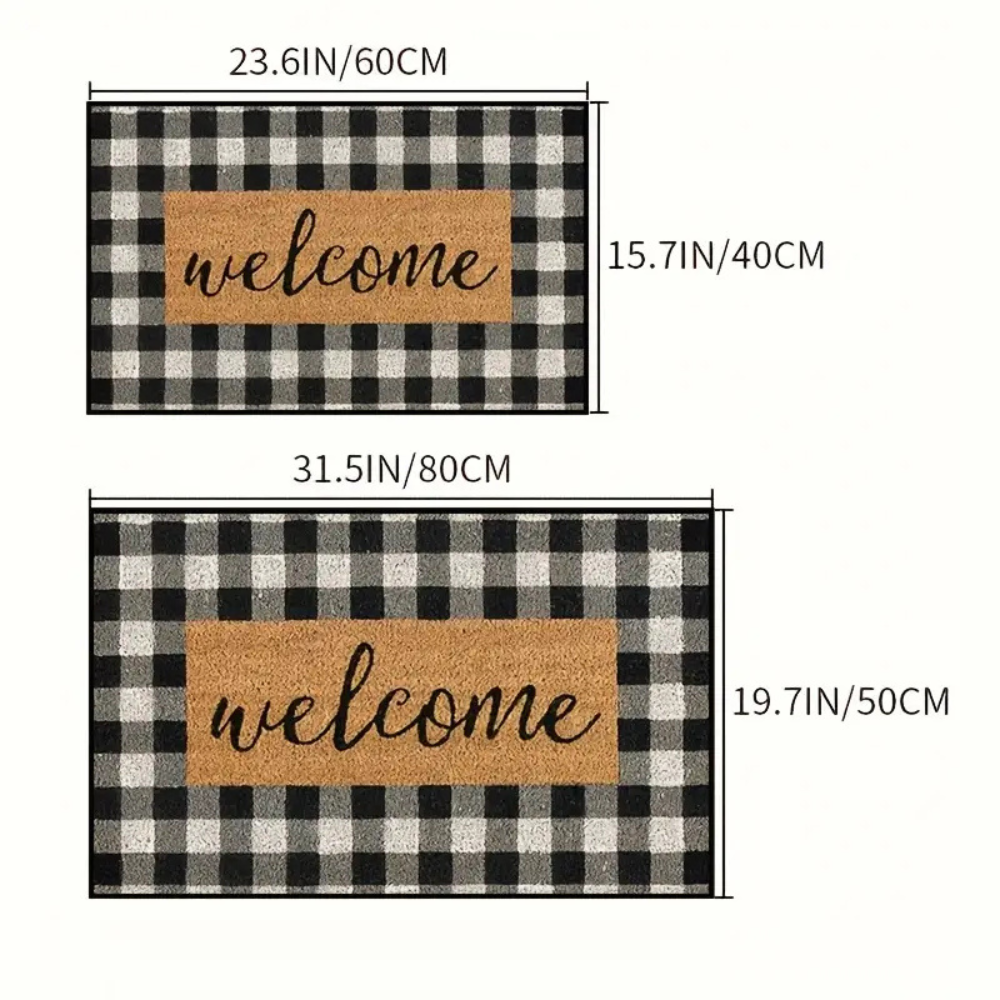 Door Mat Buffalo Plaid Coconut Coir & Non-Slip Backing