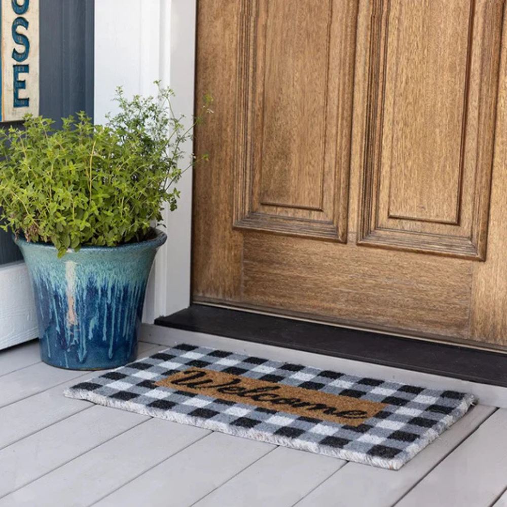Door Mat Buffalo Plaid Coconut Coir & Non-Slip Backing