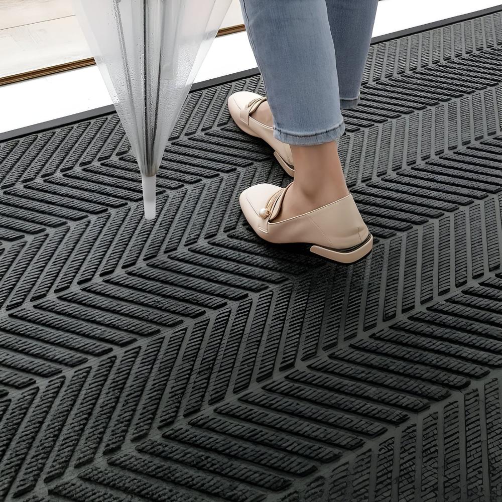 Door Mat Chevron Ridges Non-Slip Machine Washable