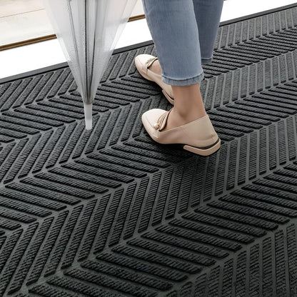 Door Mat Chevron Ridges Non-Slip Machine Washable