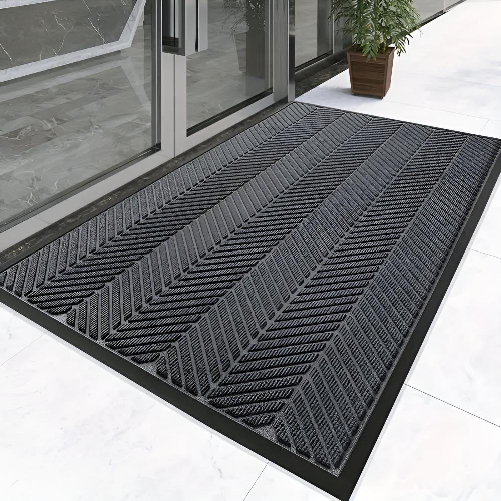 Door Mat Chevron Ridges Non-Slip Machine Washable