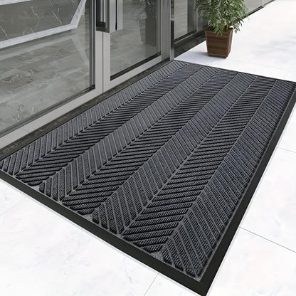 Door Mat Chevron Ridges Non-Slip Machine Washable