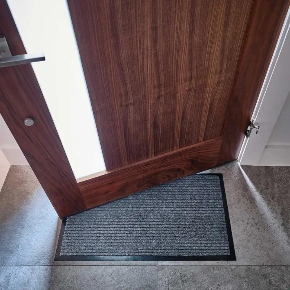 Door Mat Striped Braided Polyester Non-Slip Backing