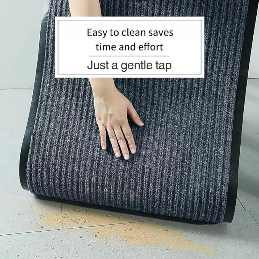 Door Mat Striped Braided Polyester Non-Slip Backing