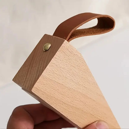 Door Stopper Natural Wood Metal Top Anti-Slip Base