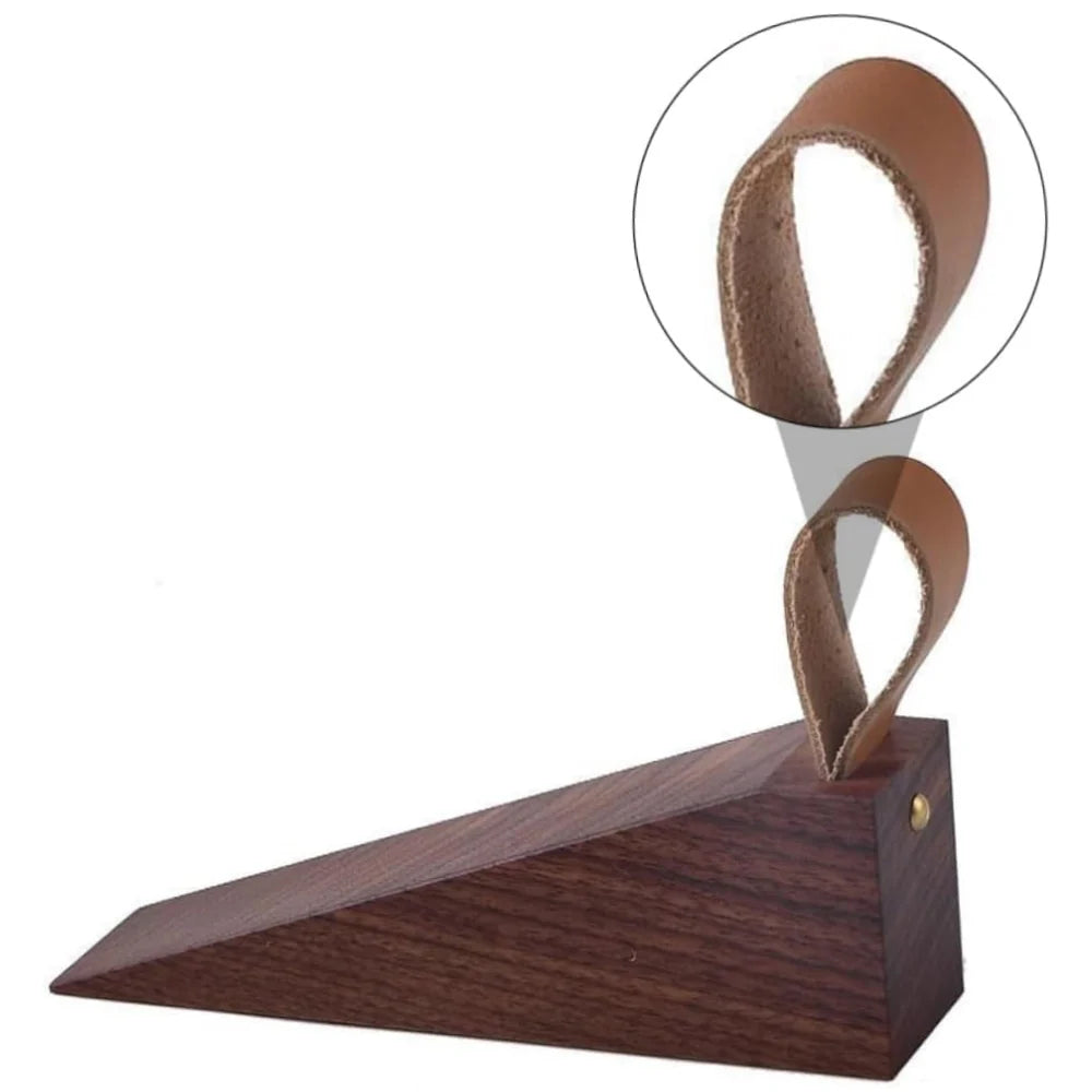 Door Stopper Natural Wood Metal Top Anti-Slip Base