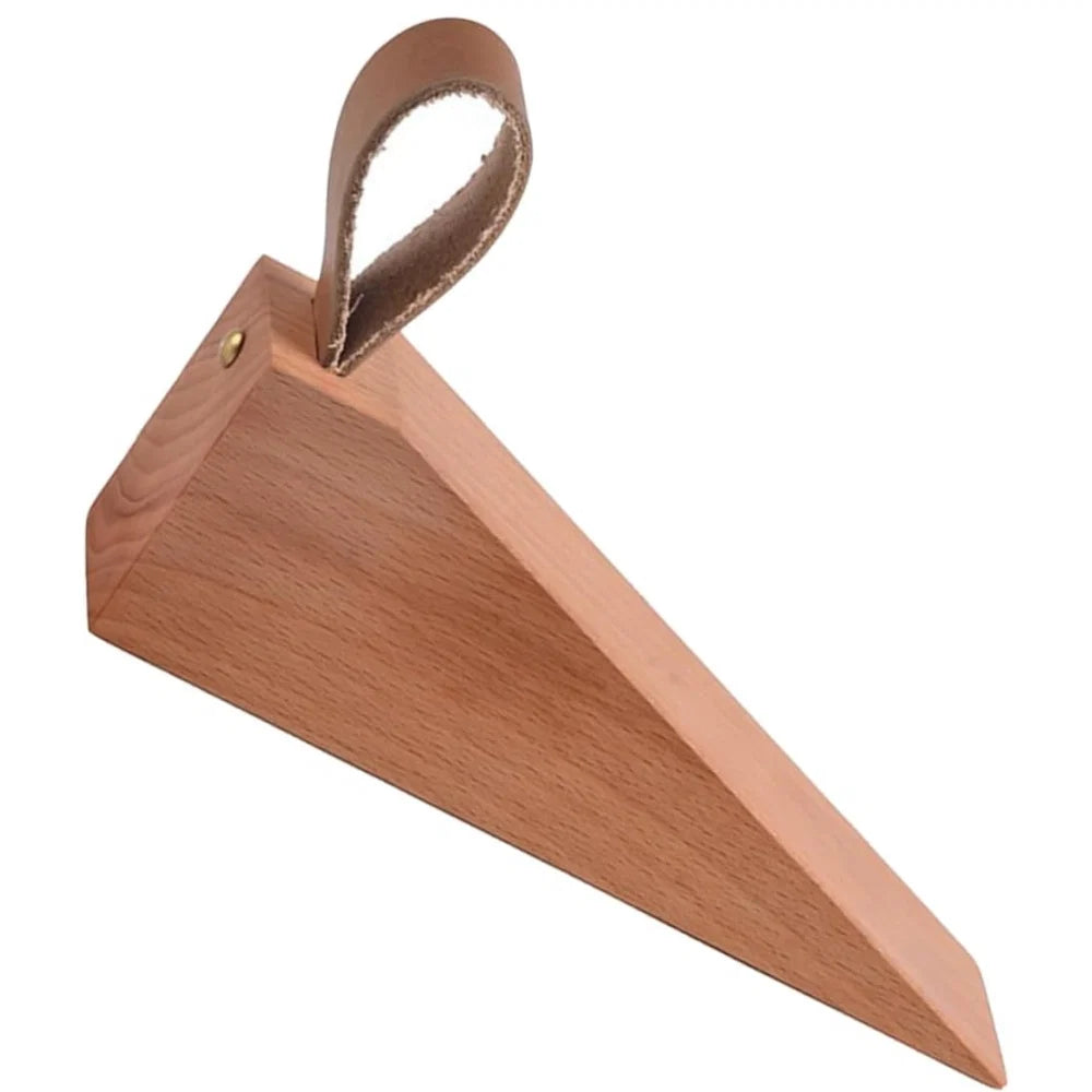 Door Stopper Natural Wood Metal Top Anti-Slip Base