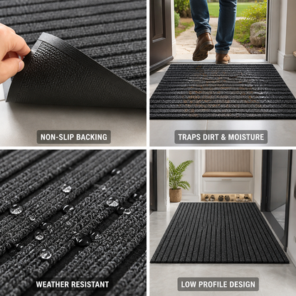 Doormat All-Season Weather-Resistant Non-Slip PVC Backing