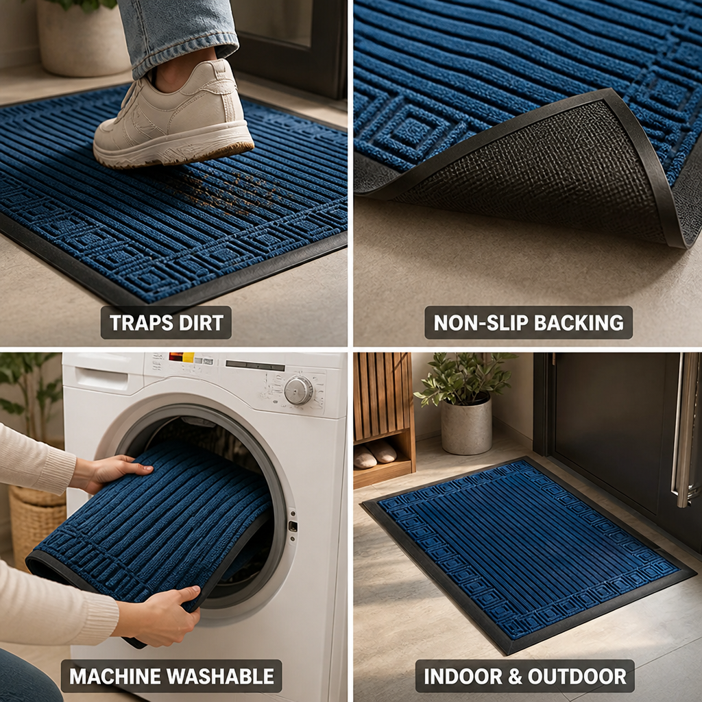 Doormat Non-Slip Backing Ribbed Textured Machine Washable