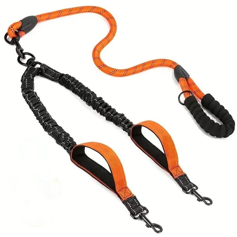 Double Dog Leash 360° Swivel Shock-Absorbing Design