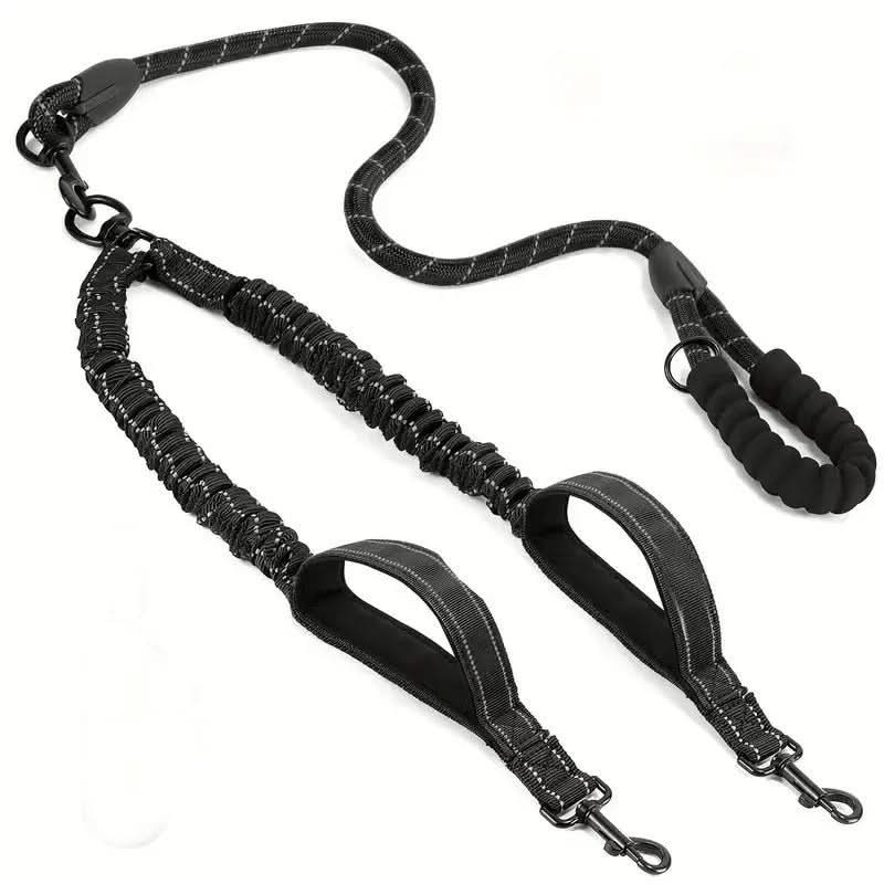 Double Dog Leash 360° Swivel Shock-Absorbing Design