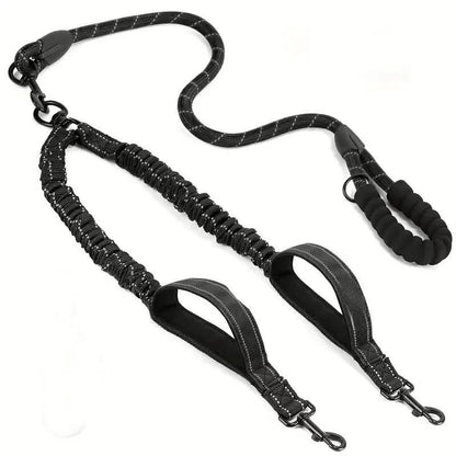 Double Dog Leash 360° Swivel Shock-Absorbing Design