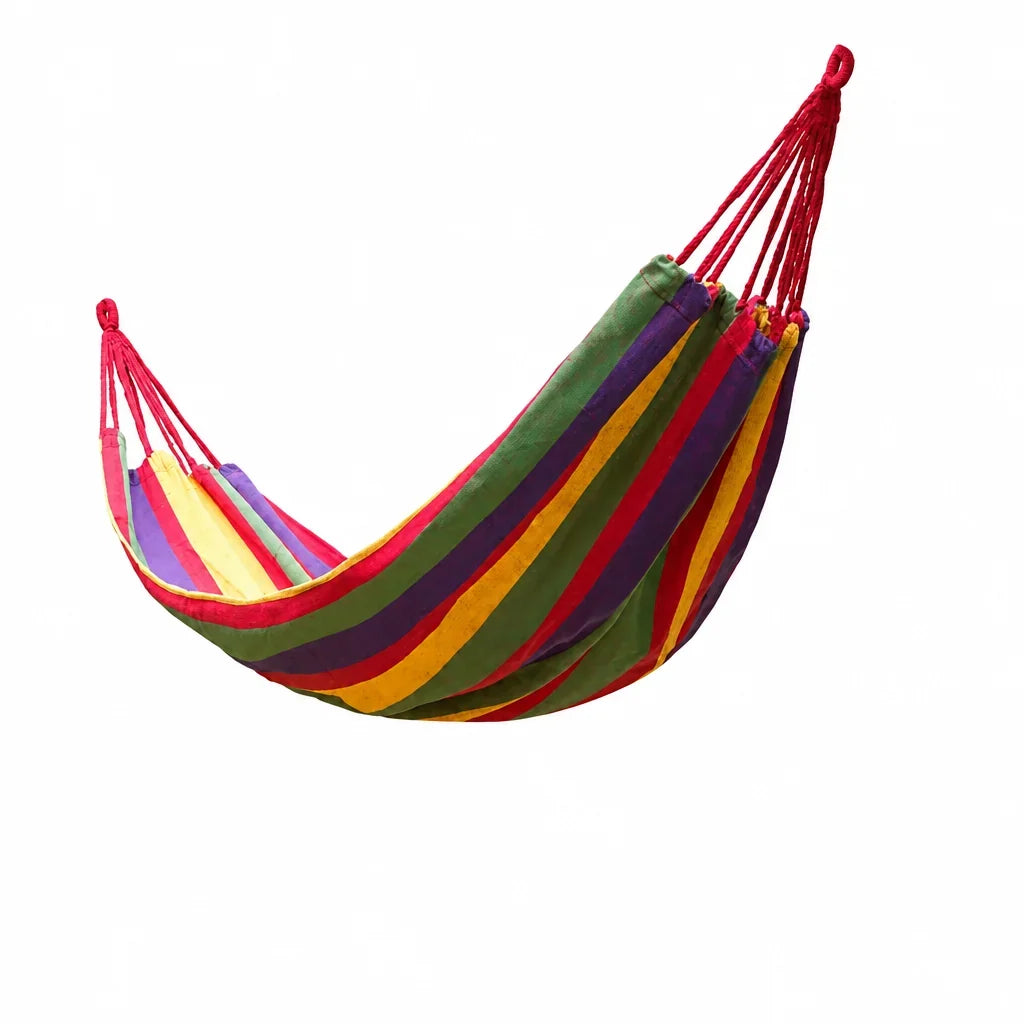 Double Hammock Breathable Cotton Blend Reinforced Ropes & Carabiner