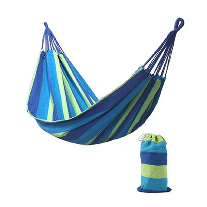 Double Hammock Breathable Cotton Blend Reinforced Ropes & Carabiner