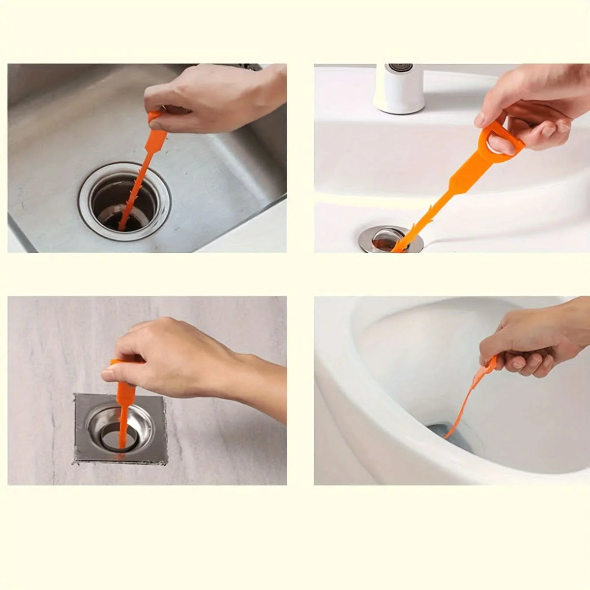 Drain Clog Remover Flexible Barbed Reusable