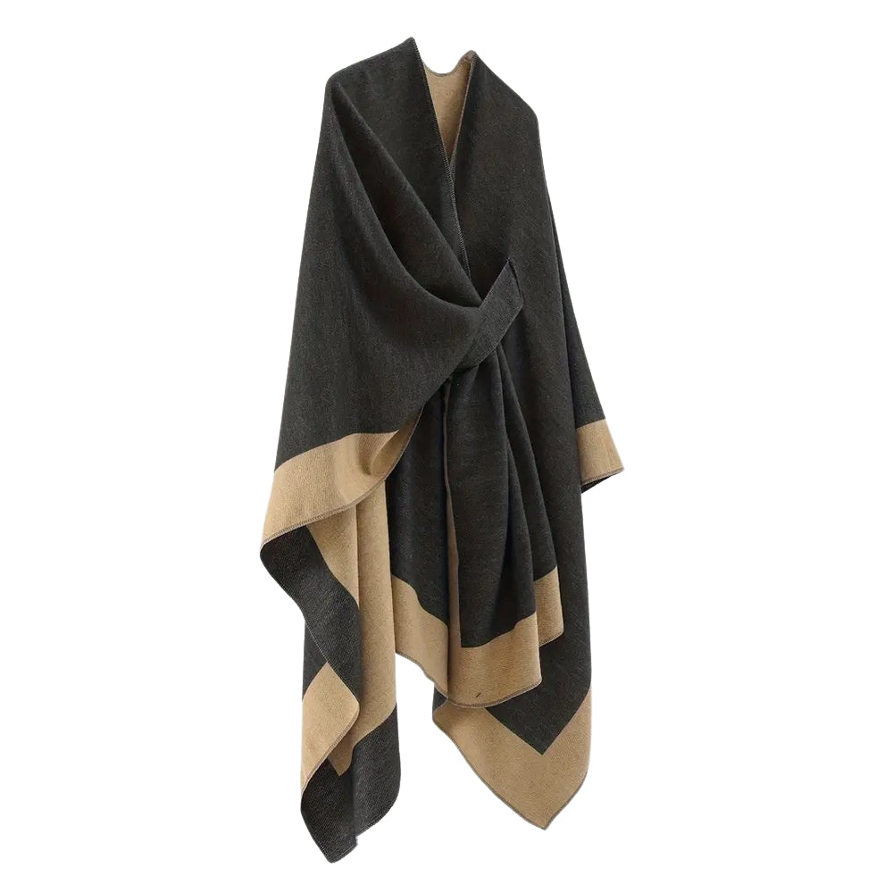 Draped Poncho Lightweight Breathable Cotton-Microfiber