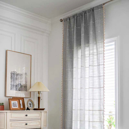 Drapes Boho Plaid Semi-Blackout Cotton Blend