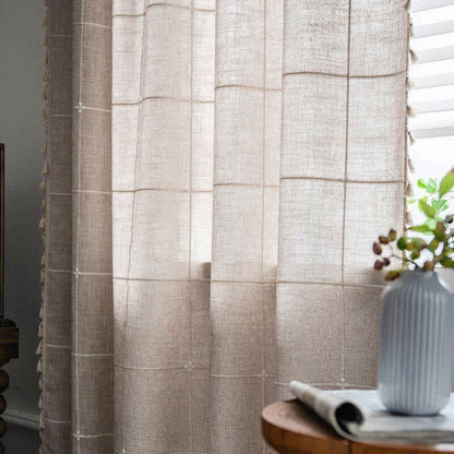 Drapes Boho Plaid Semi-Blackout Cotton Blend