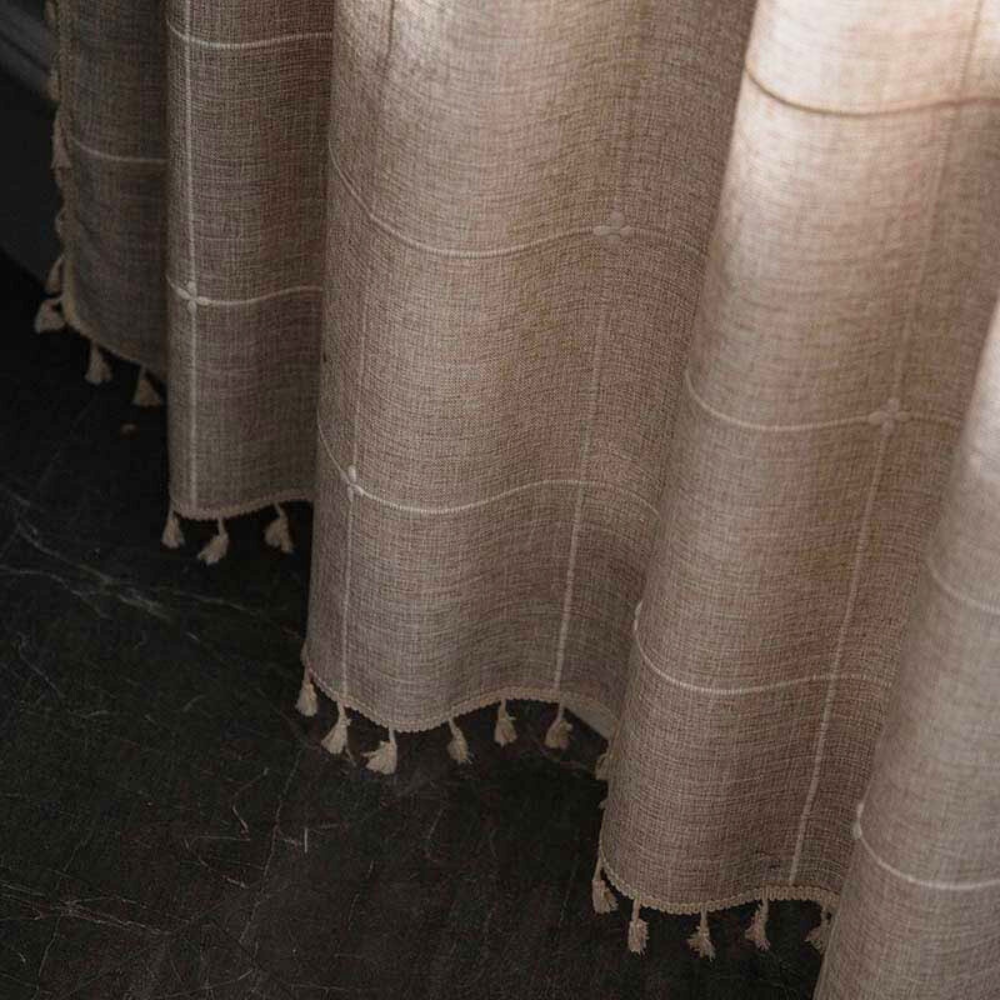 Drapes Boho Plaid Semi-Blackout Cotton Blend