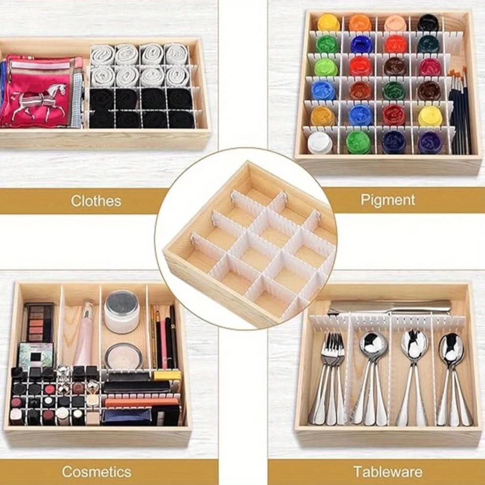Drawer Divider Set Adjustable & Cut-To-Fit Set Of 4