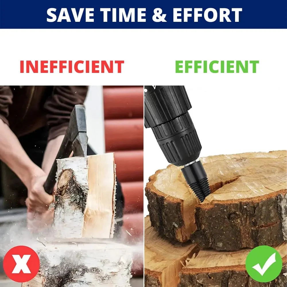 Drill-Powered Log Splitter Bit High-Carbon Steel With Four Adapters
