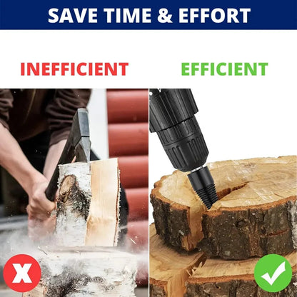 Drill-Powered Log Splitter Bit High-Carbon Steel With Four Adapters