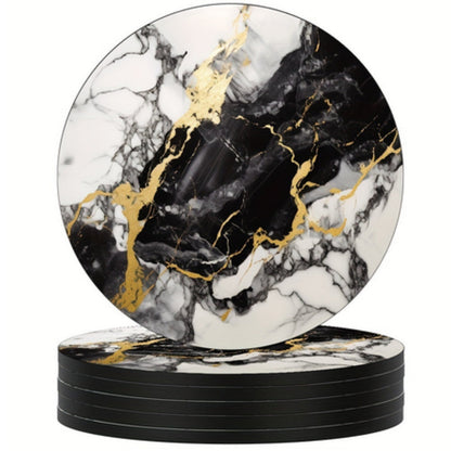 Drink Coasters Marble Effect Non-Slip Set of Five