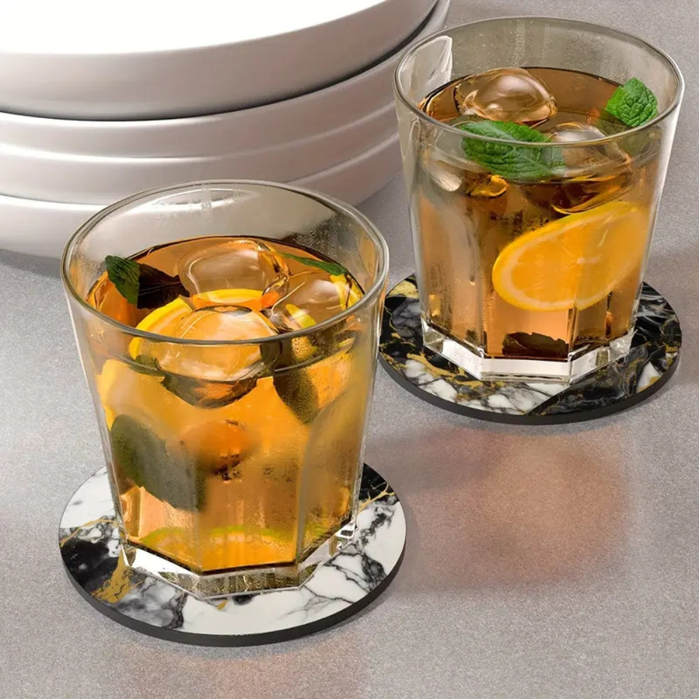 Drink Coasters Marble Effect Non-Slip Set of Five