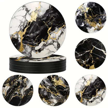Drink Coasters Marble Effect Non-Slip Set of Five